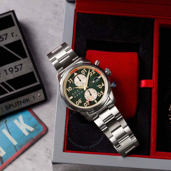 Cccp, Sputnik Chronograph Quartz Green Dial Men's Watch