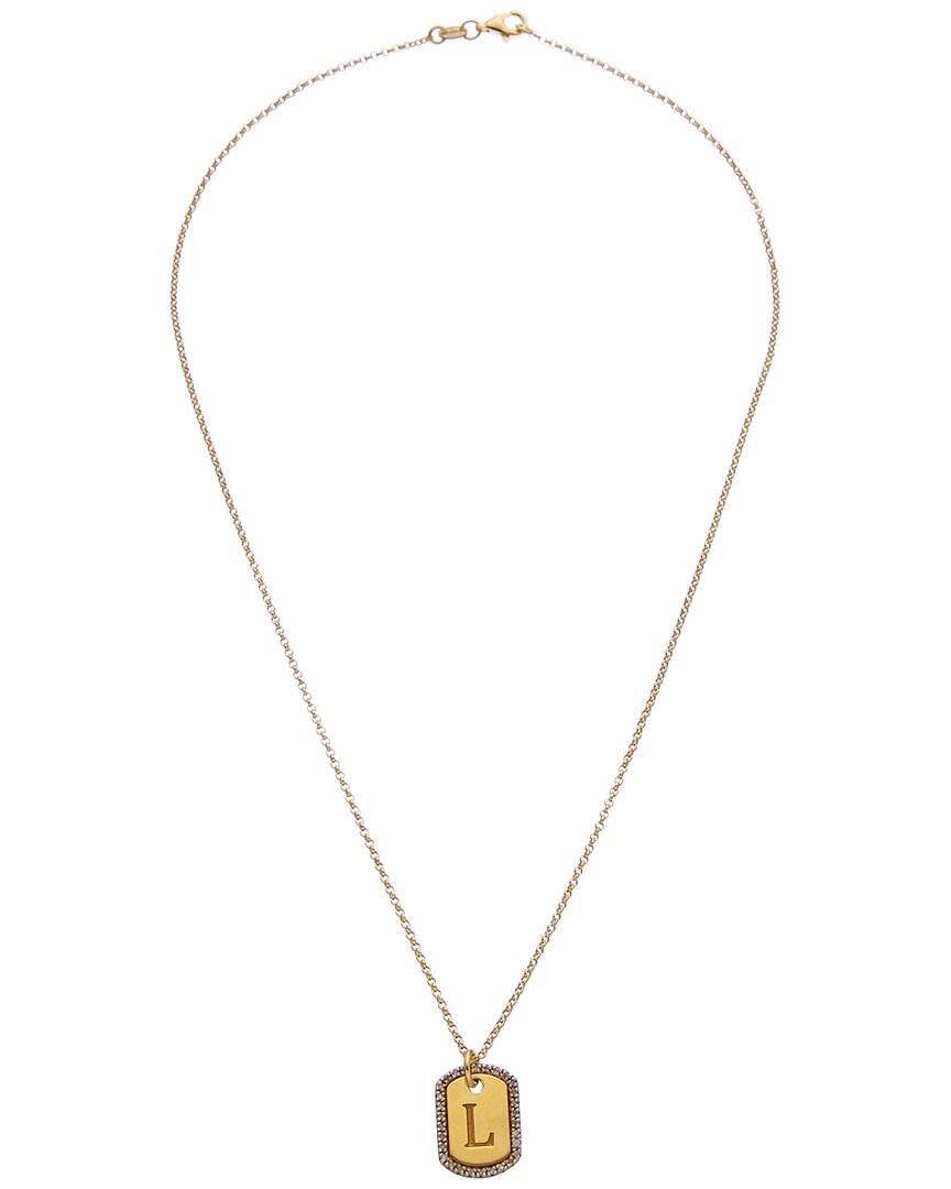 18k over silver 0.20 ct. tw. diamond dog tag initial necklace (a-z)