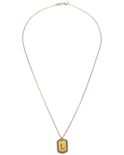 18k over silver 0.20 ct. tw. diamond dog tag initial necklace (a-z)