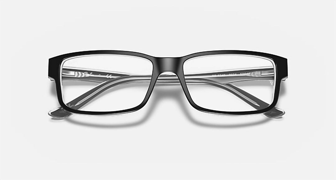 men's optics eyeglasses in polished black on transparent