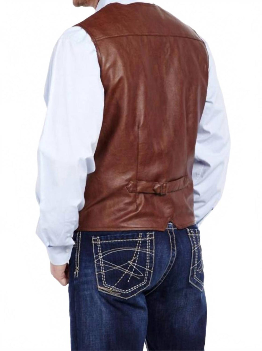 men's snap front flannel lined vest in whiskey