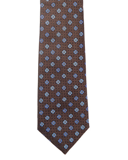 brown flowers silk tie