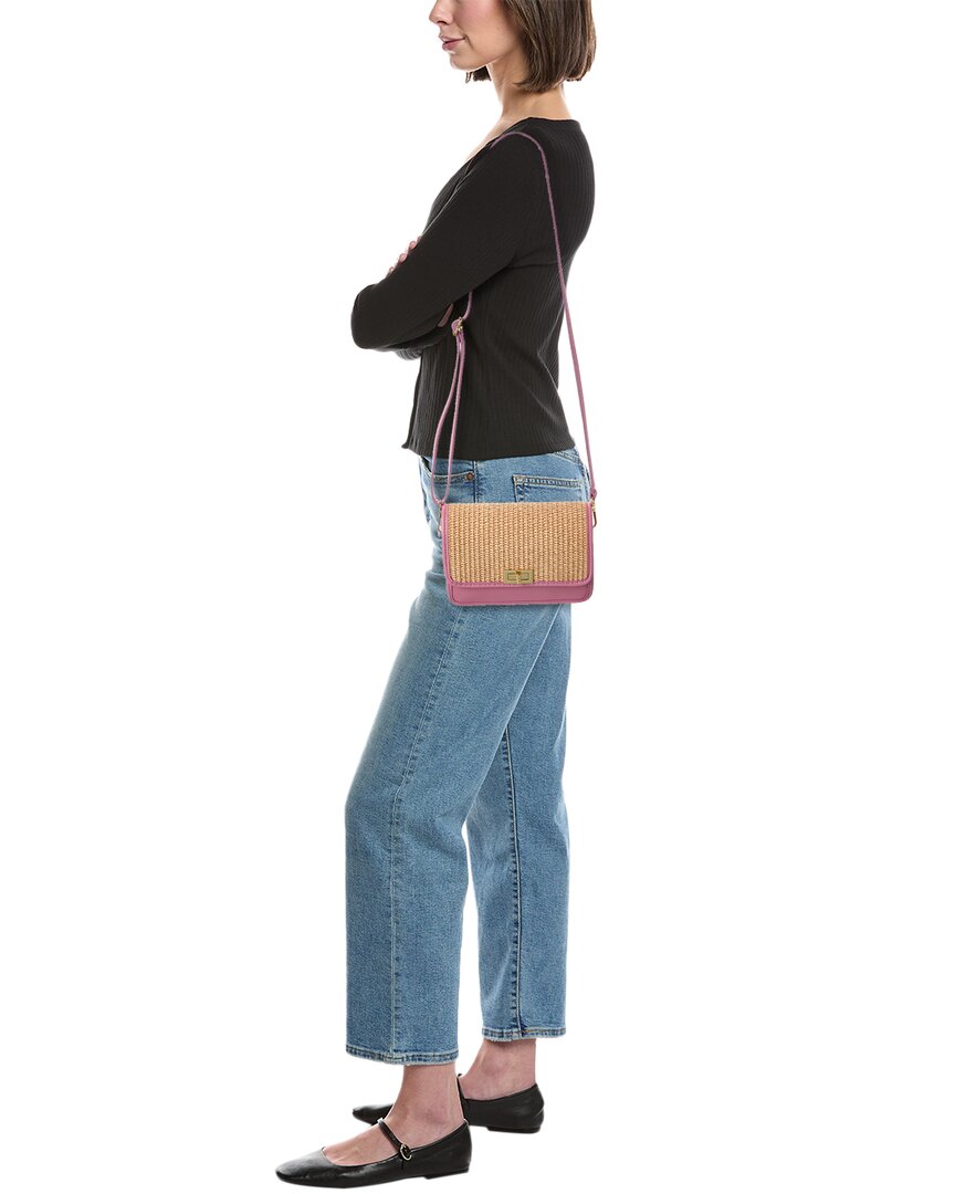 eva straw & leather crossbody