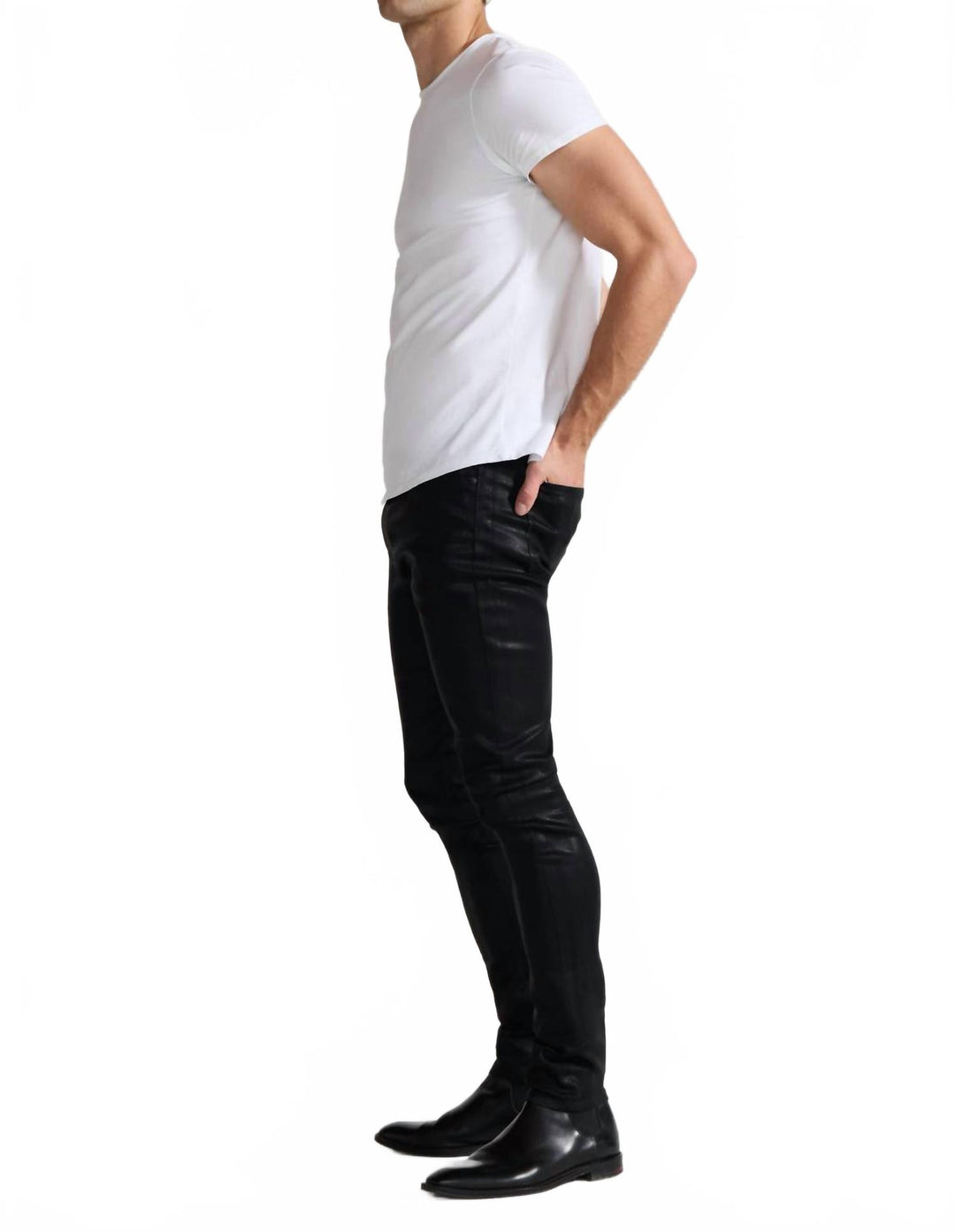 preston coated denim cargo pants in noir