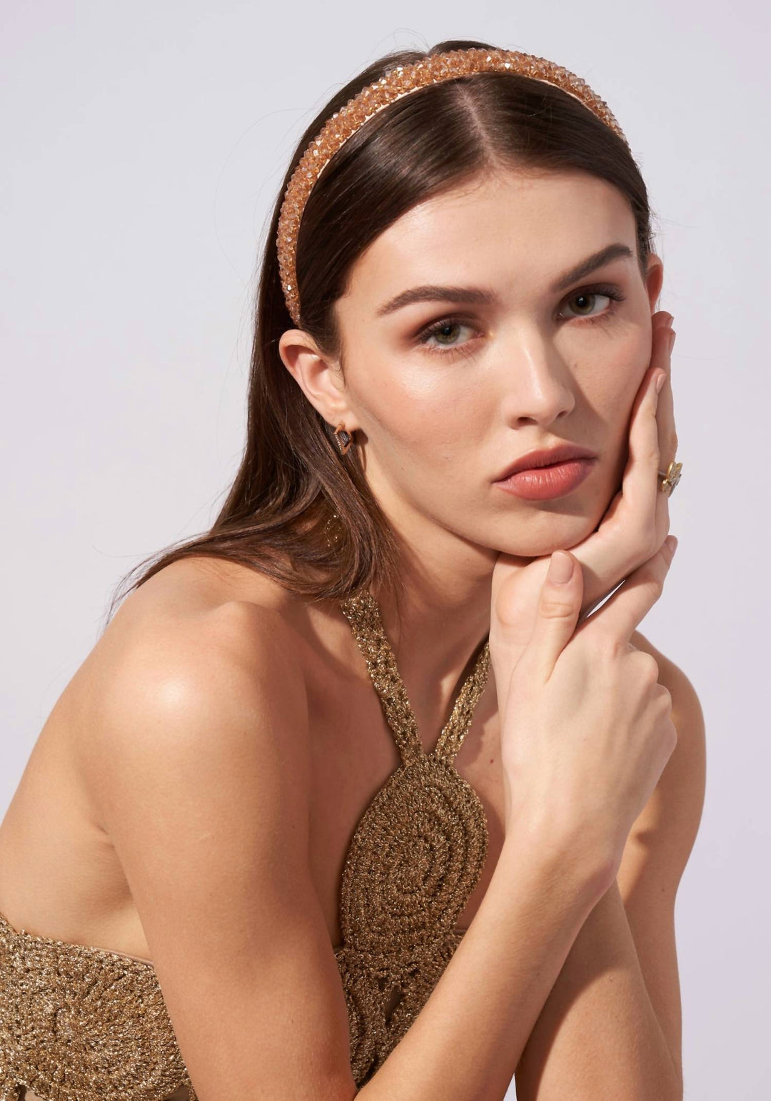 women's champagne headband in rose gold