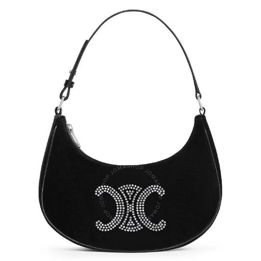 Celine, Ava Triomphe Strass Velvet Shoulder Bag
