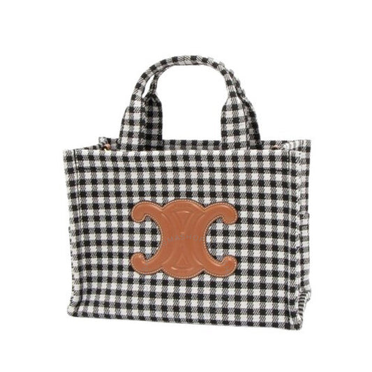 Celine, Small Cabas Thais In Vichy Textile And Calfskin