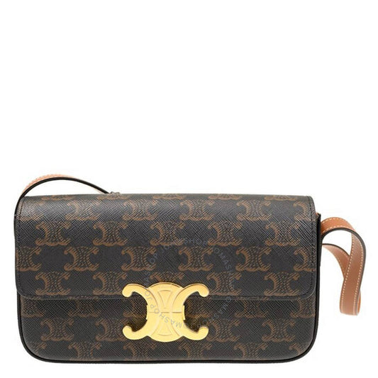 Celine, Triomphe Canvas and Calfskin Claude Shoulder Bag