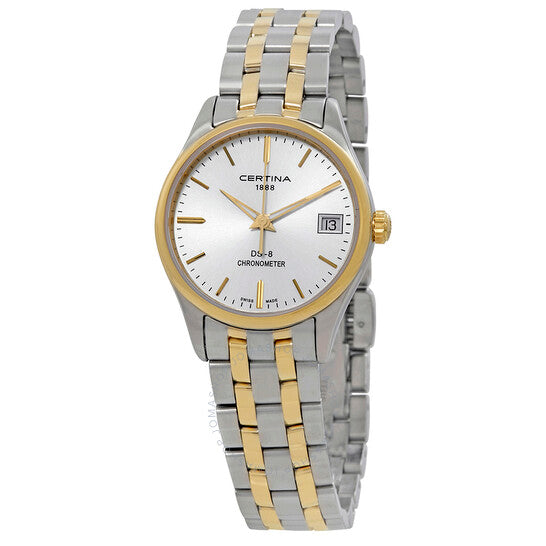 ساعة سيرتينا DS-8 كرونومتر بمينا فضية ثنائية اللون للسيدات