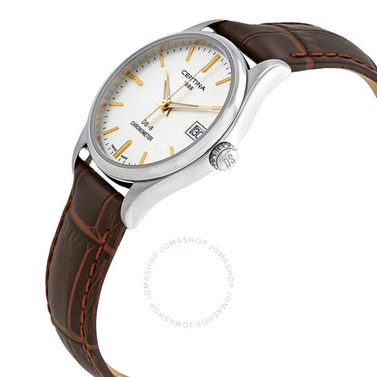 Certina, DS 8 Silver Dial Brown Leather Ladies Watch