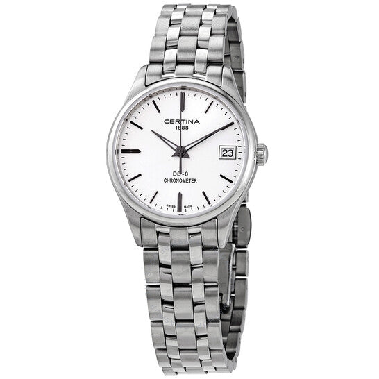 ساعة سيرتينا DS-8 للسيدات بمينا فضي وستانلس ستيل