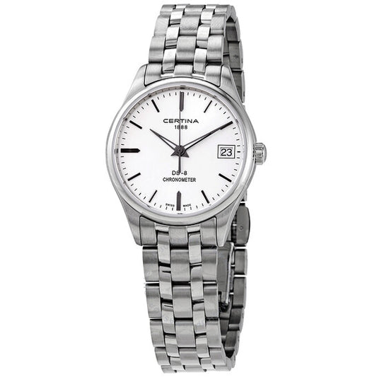 ساعة سيرتينا DS-8 للسيدات بمينا فضي وستانلس ستيل