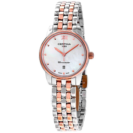 ساعة Certina DS-8 للسيدات بمينا من عرق اللؤلؤ الأبيض
