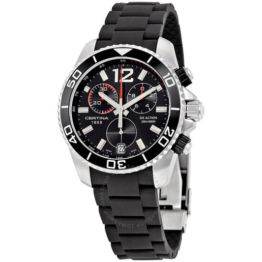 Certina, DS Action Black Dial Black Rubber Men's Quartz Watch C0134171705700