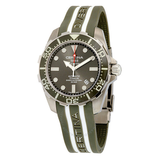Certina, DS Action Diver - 3 Hands Automatic Black Dial Black Rubber Men's Watch C0134074708101