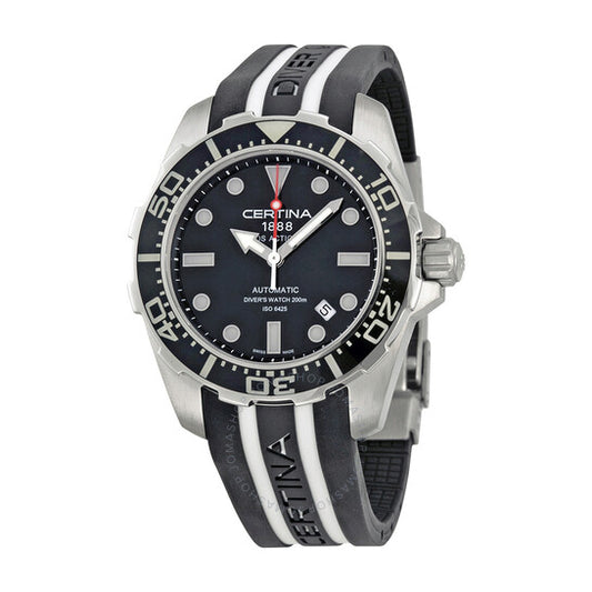 Certina, DS Action Diver Automatic Black Dial Black and White Rubber Men's Watch