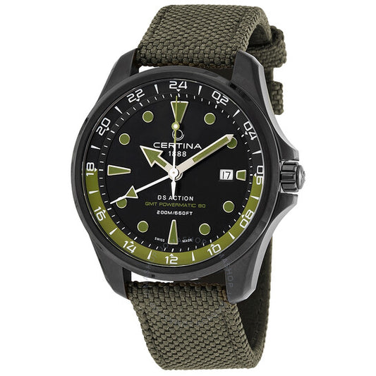 ساعة سيرتينا دي إس أكشن جي إم تي أوتوماتيكية للرجال بمينا أسود