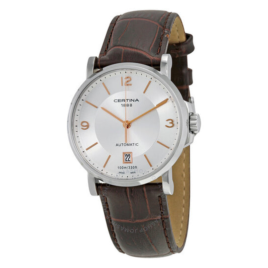 Certina, DS Caimano Automatic Silver Dial Brown Leather Men's Watch