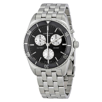 Certina, DS First Black Dial Men's Chronograph Watch
