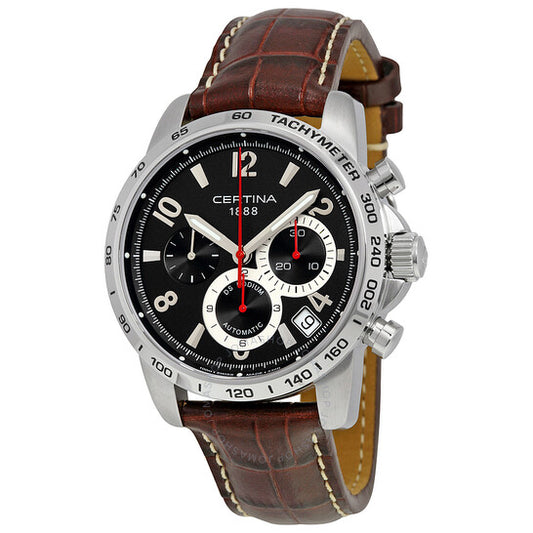 Certina, DS Podium Chronograph Automatic Black Dial Brown Leather Men's Watch