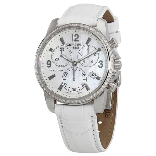 Certina, DS Podium Chronograph Quartz Mother of Pearl Dial Diamond Ladies Watch