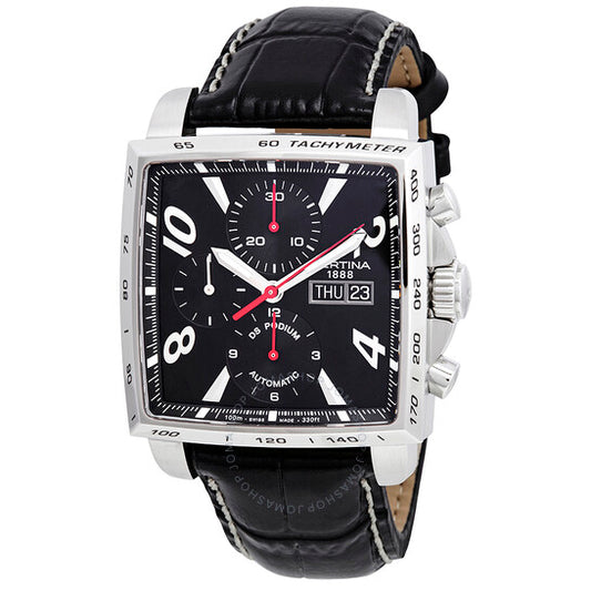 Certina, DS Podium Shape Genuine Black Leather Men's Automatic Watch C0015141605701