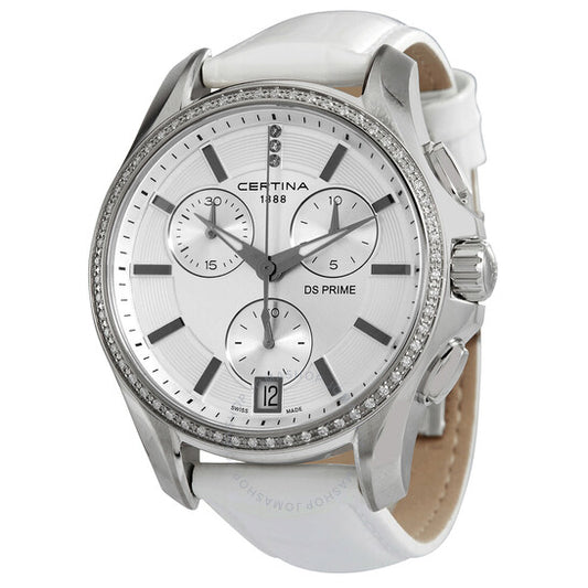 Certina, DS Prime Chronograph Quartz Diamond Silver Dial Ladies Watch