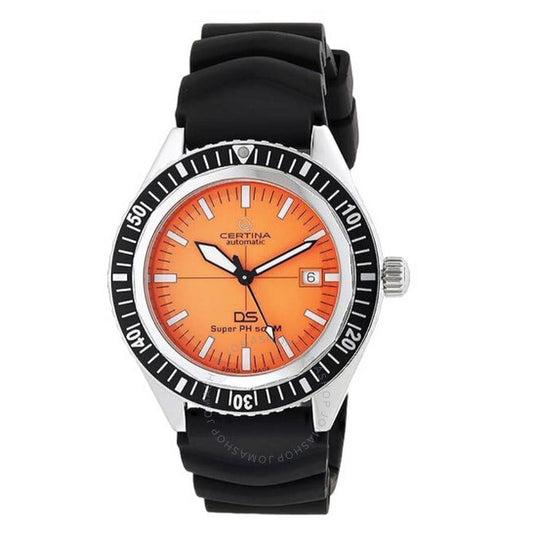 ساعة سيرتينا دي إس سوبر بي إتش 500 إم أوتوماتيكية للرجال بمينا برتقالي