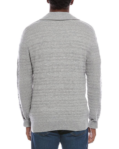 shawl collar fancy stitch wool & cashmere-blend pullover
