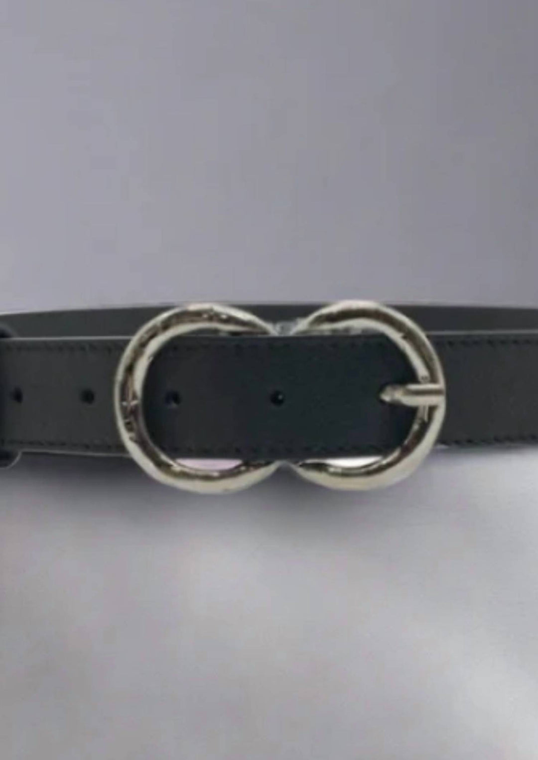 women's double ring buckle belt in black