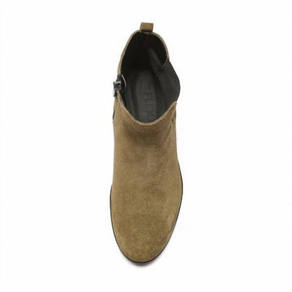up n out too block heel booties in olive