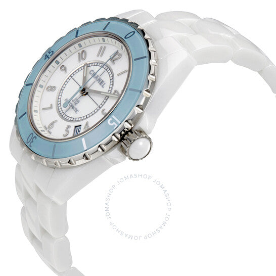 شانيل، ساعة J12 أوتوماتيكية للسيدات بمينا أبيض