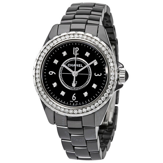 Chanel, J12 Diamond Black Dial Black Ceramic Ladies Watch