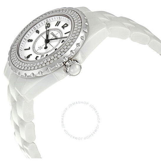 شانيل، ساعة J12 للسيدات من السيراميك الأبيض الماسي