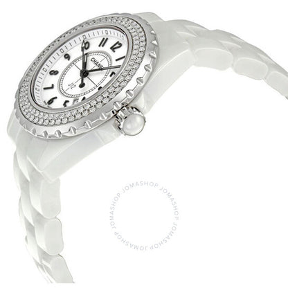 شانيل، ساعة J12 للسيدات من السيراميك الأبيض الماسي
