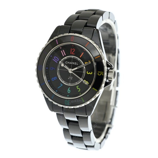 شانيل، ساعة J12 إليكترو كوارتز نسائية بمينا أسود