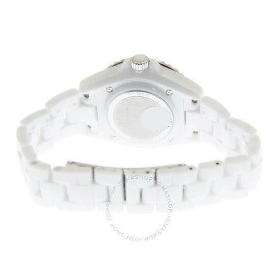 شانيل، ساعة J12 كوارتز نسائية بمينا أبيض مرصعة بالألماس