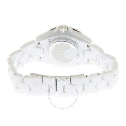 شانيل، ساعة J12 كوارتز نسائية بمينا أبيض مرصعة بالألماس