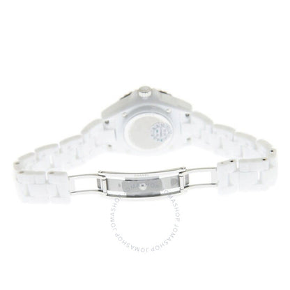 شانيل، ساعة J12 كوارتز نسائية بمينا أبيض مرصعة بالألماس