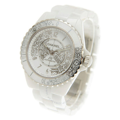شانيل، ساعة J12-20 أوتوماتيكية للسيدات بمينا أبيض