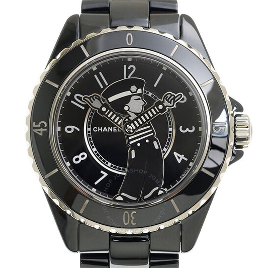 شانيل، ساعة مادموزيل J12 لا باوزا أوتوماتيكية كرونومتر بمينا سوداء للسيدات
