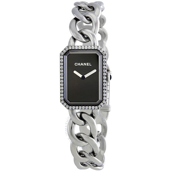 Chanel, Premiere Black Dial Stainless Steel Diamond Ladies Watch