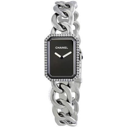 Chanel, Premiere Black Dial Stainless Steel Diamond Ladies Watch