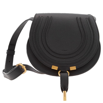 Black Leather Small Marcie Saddle Bag
