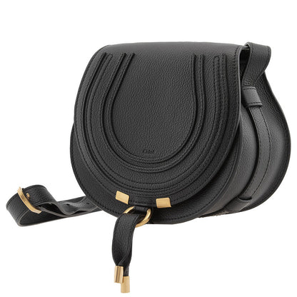 Black Leather Small Marcie Saddle Bag
