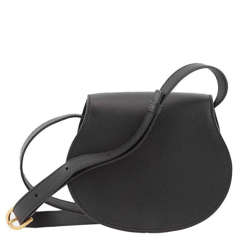 Black Leather Small Marcie Saddle Bag
