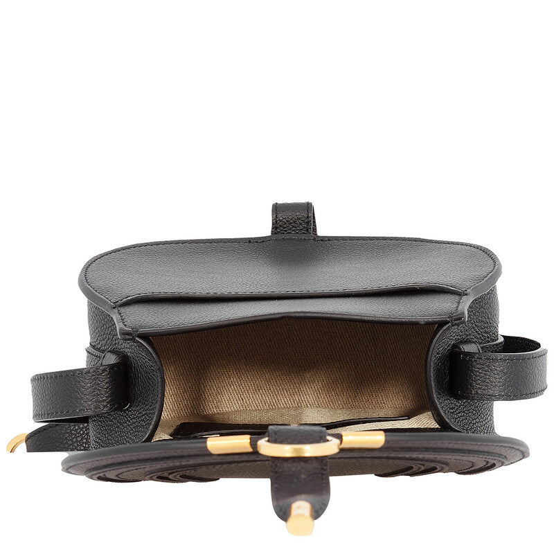Black Leather Small Marcie Saddle Bag