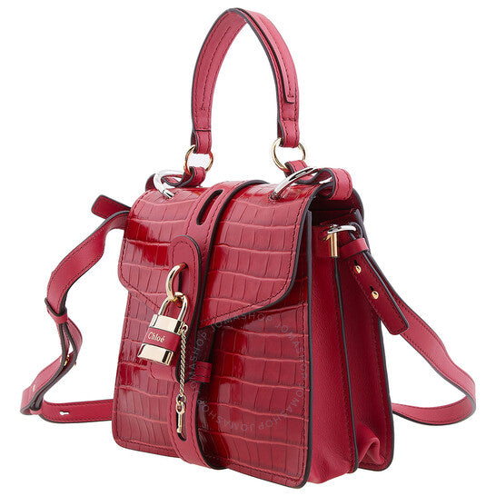 ChloÃ©, Calfskin Crocodile Embossed Small Aby Day Shoulder Bag