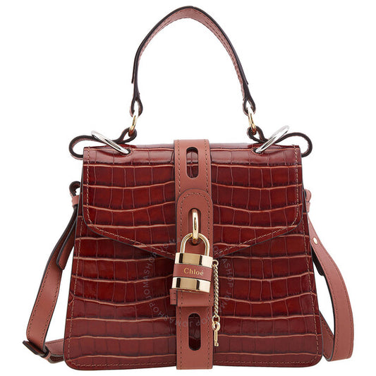 ChloÃ©, Crocodile Embossed Small Aby Day Shoulder Bag