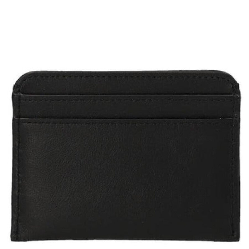 Embroidered Logo Sense Card Holder In Soft Leather